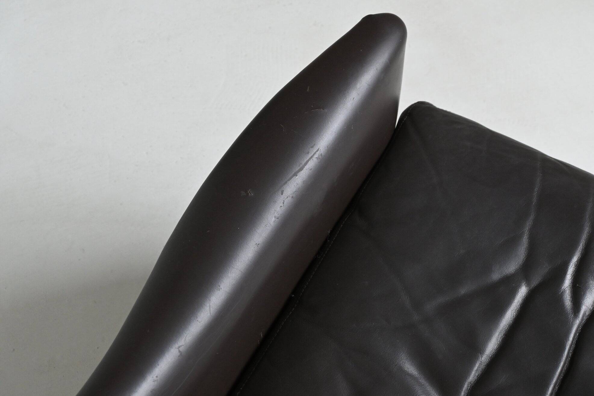 Pair of Durlet lounge chairs in brown leather Belgium 1960