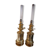 The pair of brass oil lamp XIX