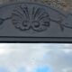 Antique Louis XV style mirror in solid oak with grey patina, 131cm.