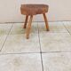 small vintage brutalist wooden tripod side table