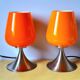Paire de lampes space age en opaline orange et métal chromé
