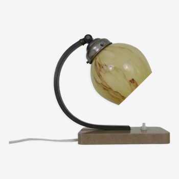 Desk lamp, Art Deco table lamp with swivel head, marble base, bronze foot