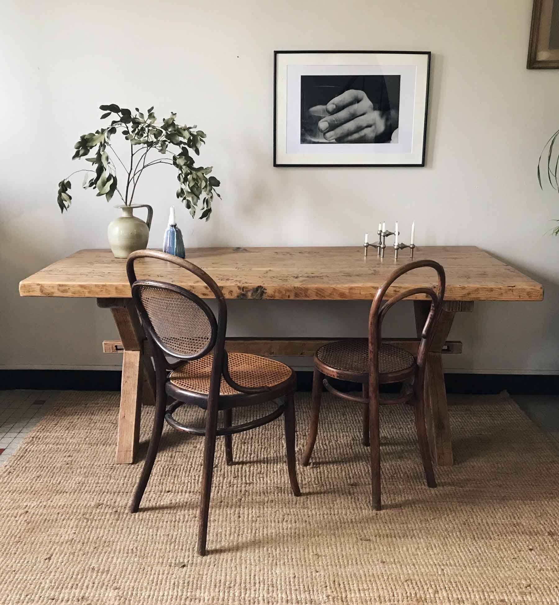 Solid wood farmhouse table
