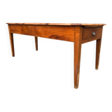 Antique cherry farmhouse table with 2 drawers and 1 pull-out