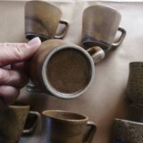 Set of 9 vintage stoneware coffee cups