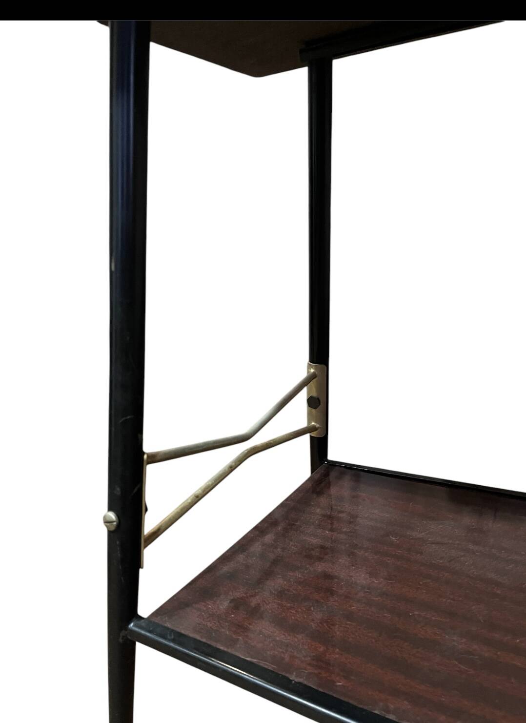 Dark wood serving trolley, 1950