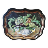 Plateau vintage métal peint, nature morte