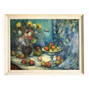 Large mid-century  still-life painting 1962