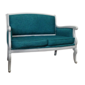 Banquette Louis Philippe gris et bleu canard