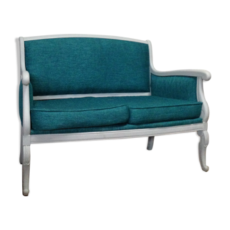 Louis Philippe grey and duck blue bench seat