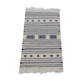 Kilim traditional white and blue handmade carpet 205x110cm