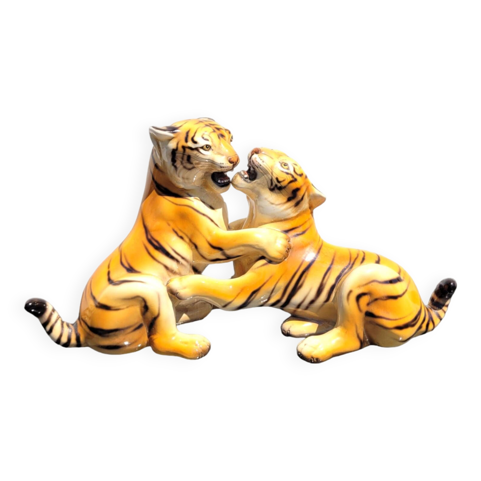 Ceramic tigers signed Ronzan Italy 1960