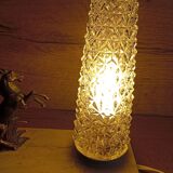 Lampe veilleuse marbre art déco cheval et verre pointe diamant
