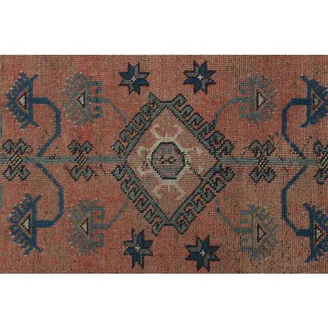 1970s Vintage Turkish Handmade Wool & Cotton Pink Area Rug