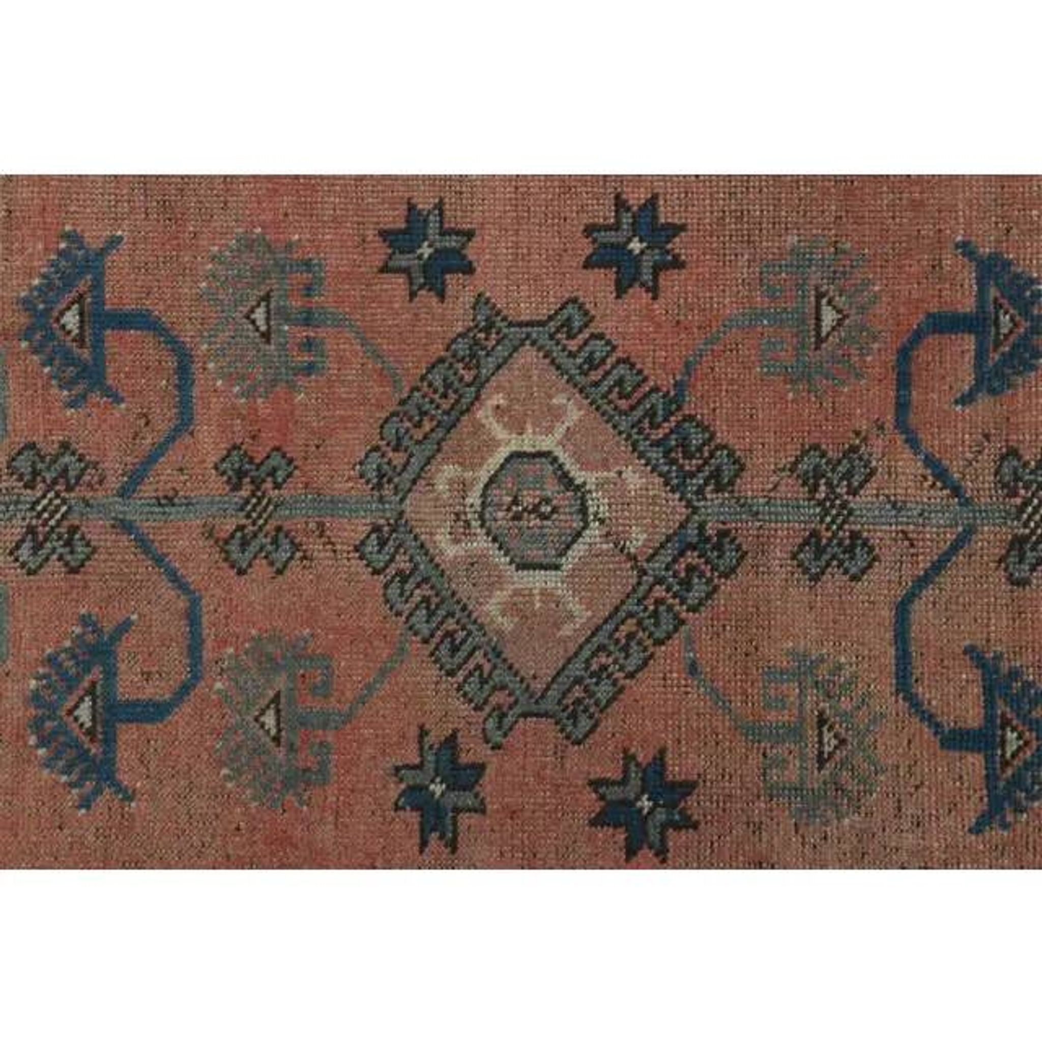 1970s Vintage Turkish Handmade Wool & Cotton Pink Area Rug