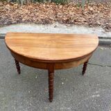 Round extendable dining table with drop leaf, 19th century console table
