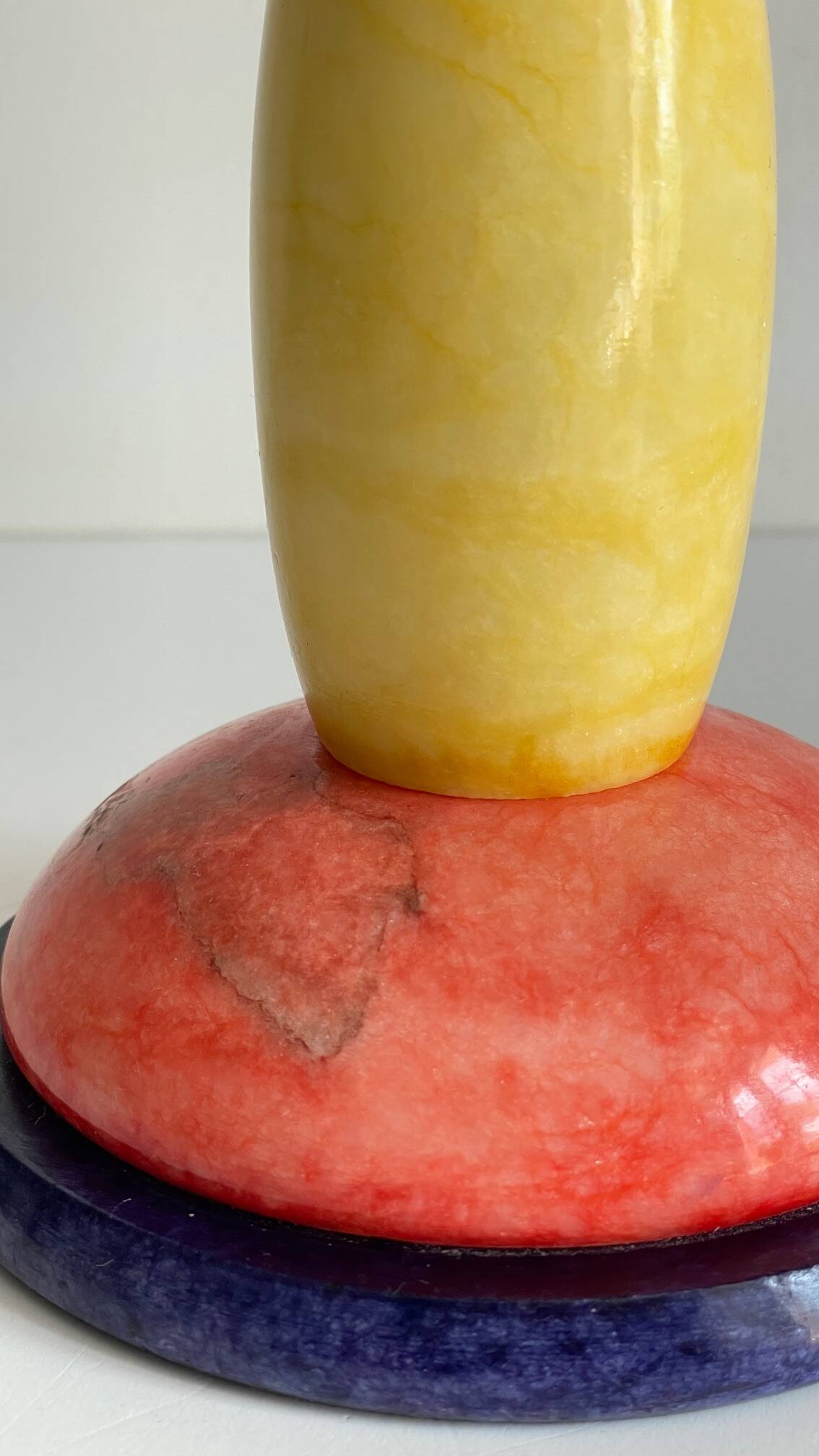ALABASTER STONE LAMP Blue, Yellow and Red 80s