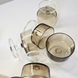 8 glasses of champagne 70 ́s in smoked glass