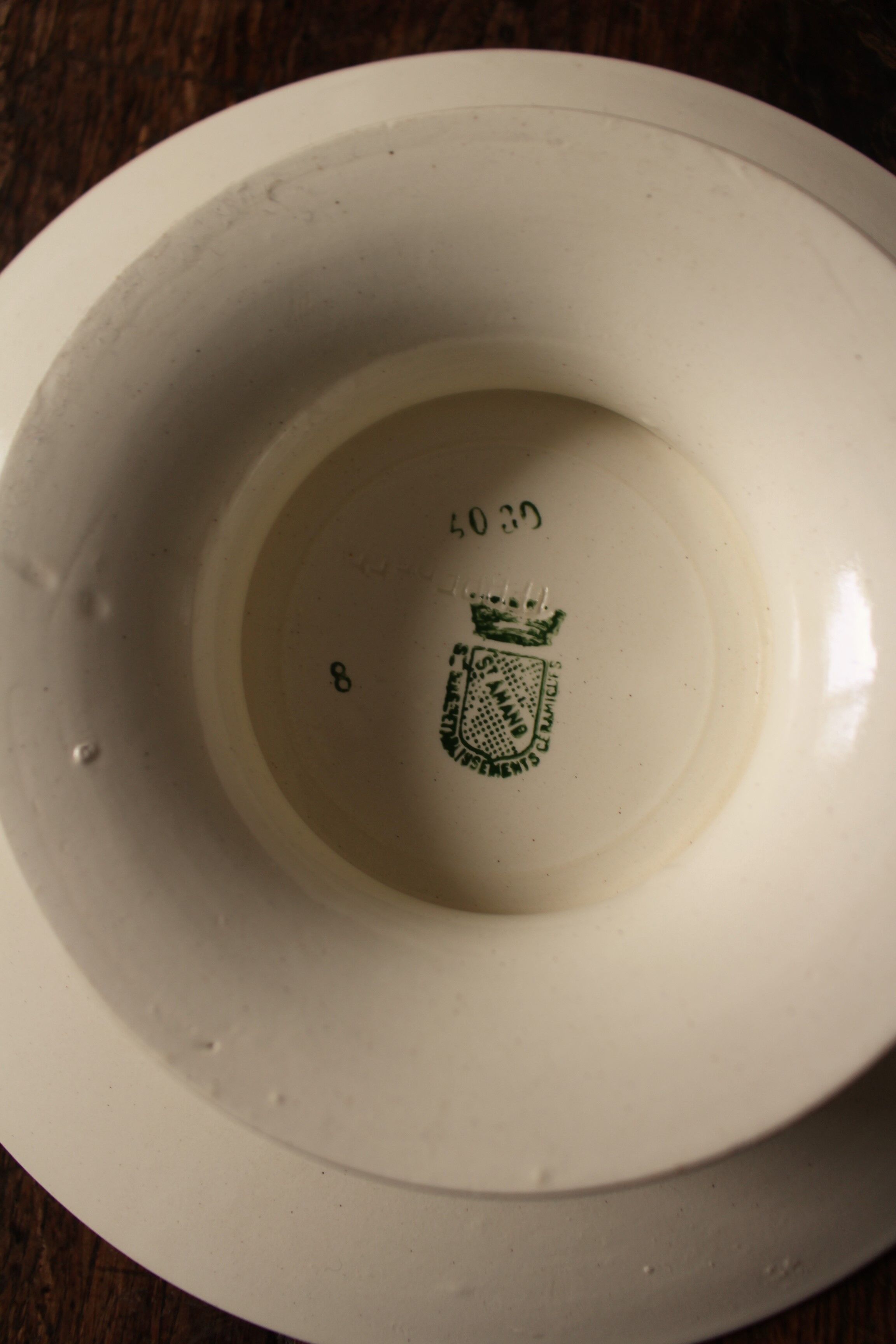 Cup on foot roses green circle gilding saint amand