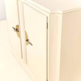 Buffet Art Déco en laiton et laqué crème