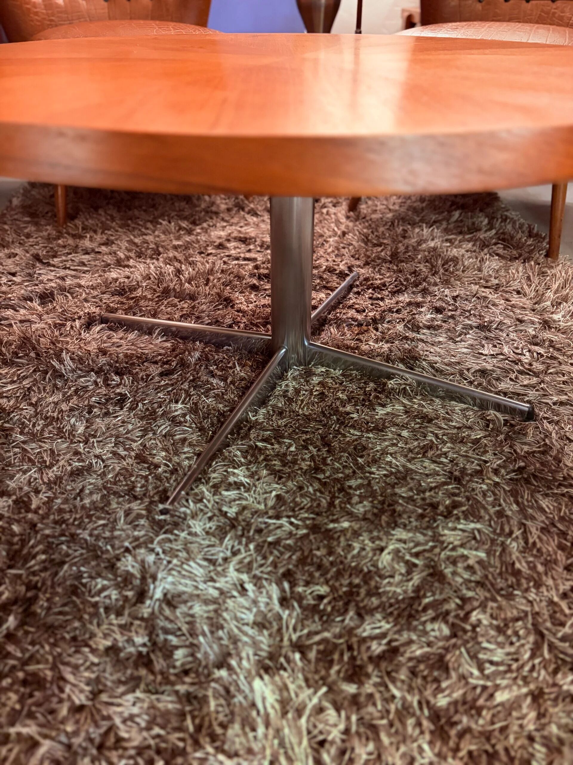 Table basse Sunburst en placage de teck, milieu du siècle