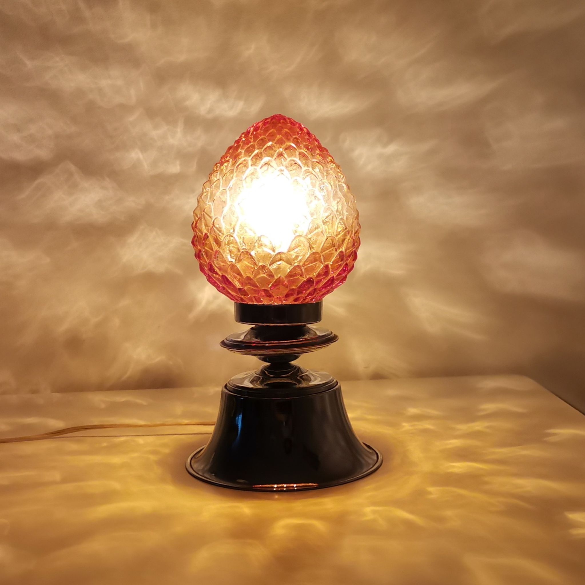 Lampe en verre chrome et ambre