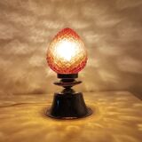 Chrome and amber glass lamp