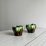 Petits caches-pots en barbotine, photophores, design en forme de chou