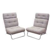 2 chauffeuses en métal et tissu, Italie années 1970