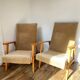 Pair of Manucere armchairs with vintage compass legs