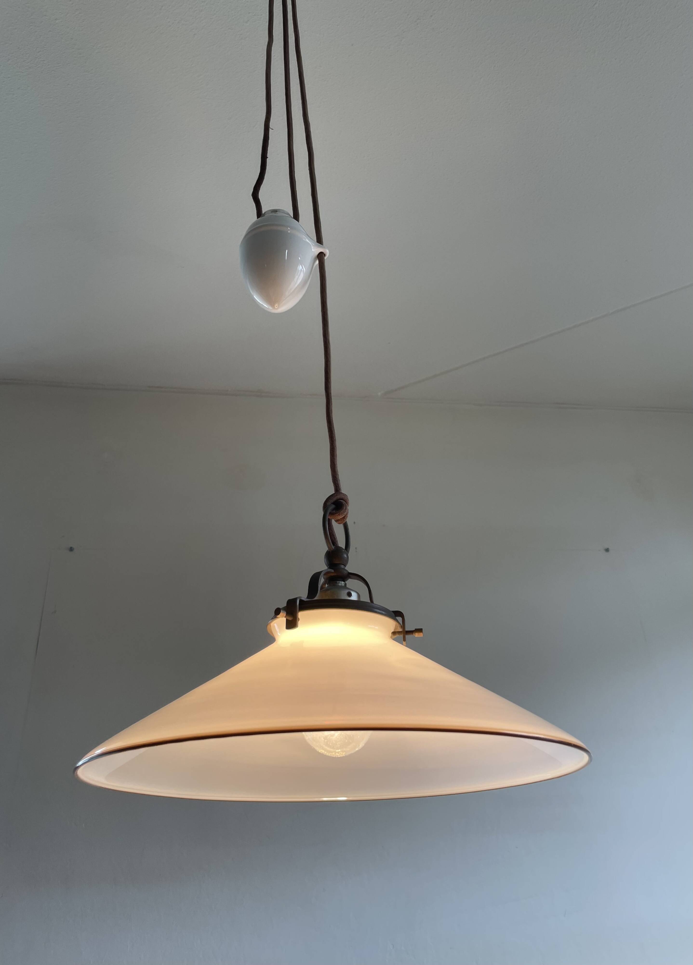 Art Deco porcelain and glass pendant light