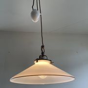 Art Deco porcelain and glass pendant light