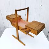 Old wooden folding sewing box