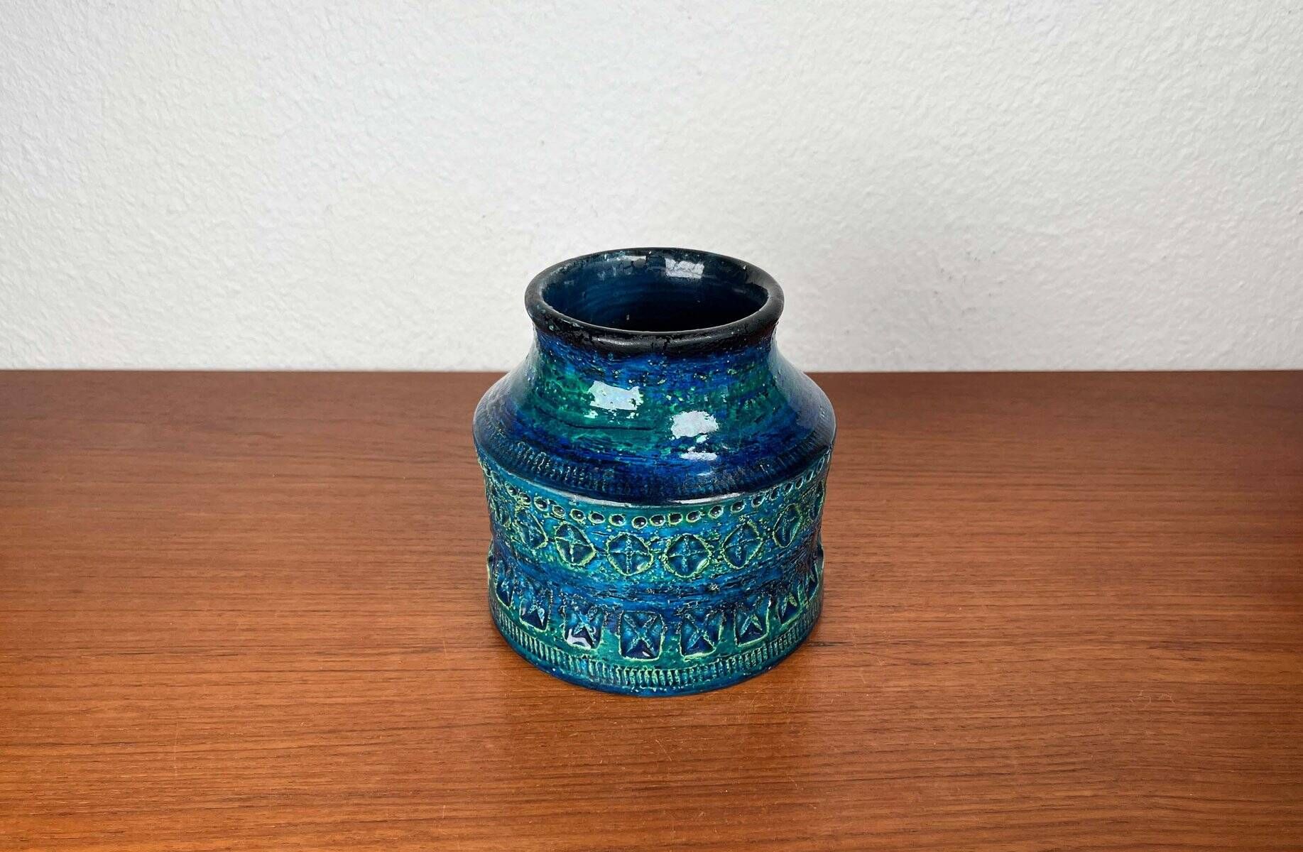 Mid-Century Modern Rimini Blu Pottery Vase by Aldo Londi for Bitossi, Italy, 1960s