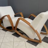 Pair of large rocking chairs reupholstered in White Boucle