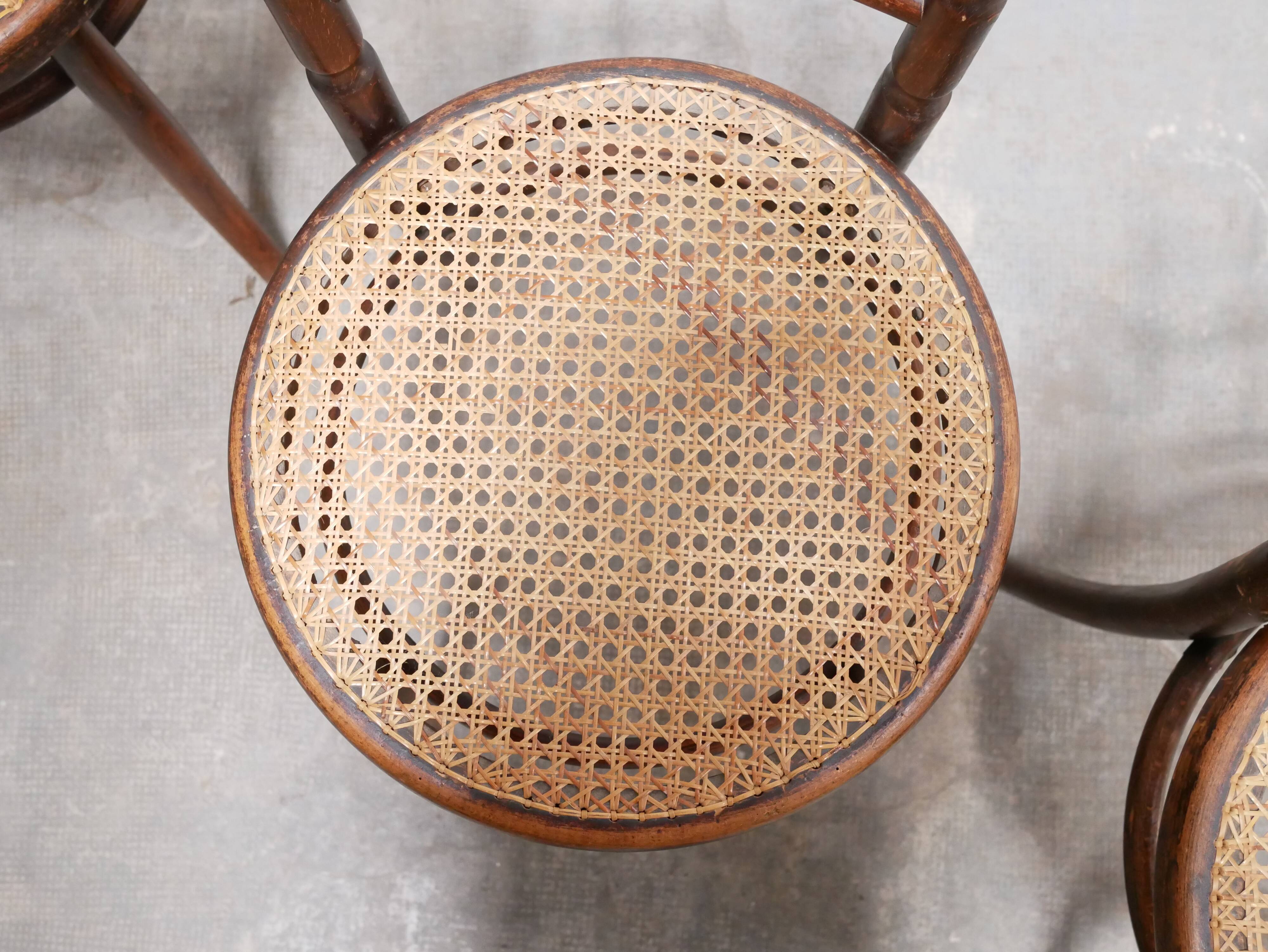 Old wooden cane bistro chair by Fischel editions