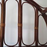 Vintage bookcase-5-level shelf-wood, bamboo and rattan-bentwood style-80s