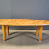 XXL dining table in burl and elm wood, 1980s