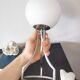 Lamp sphere of frosted glass, chrome steel, art deco, 1950