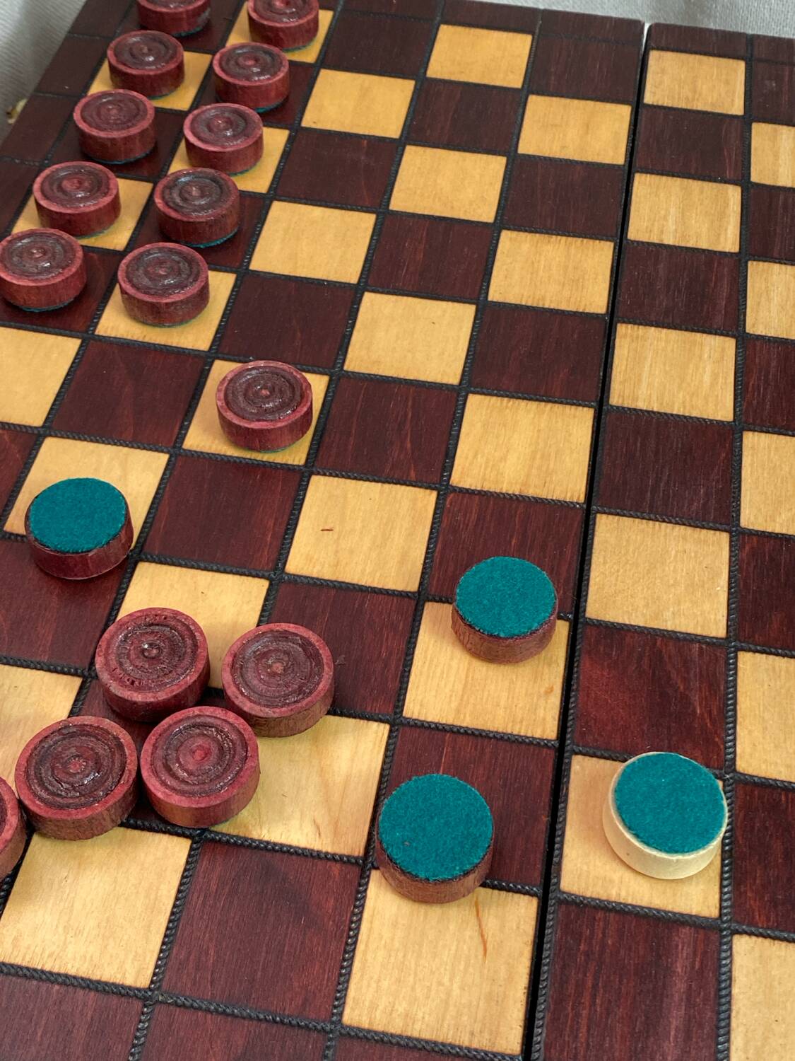 Wooden checkers game