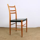Series of 6 Swedish chairs in Elm and black Skai by Yngve Ekstrom for Gemla 1960.