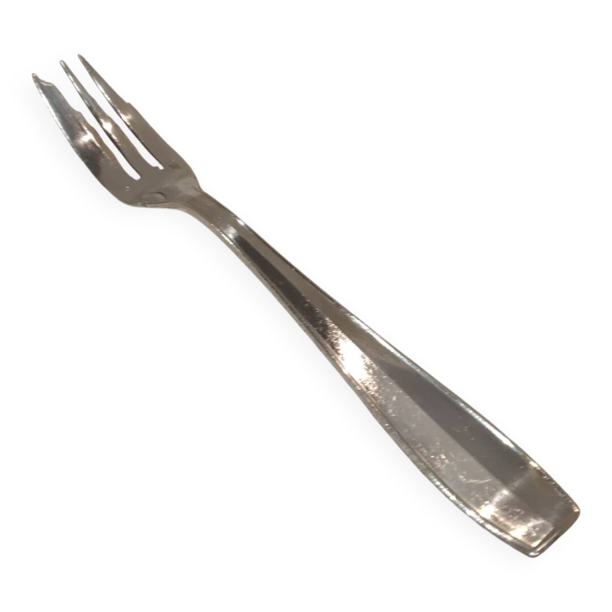 Silver-plated metal stew fork by Christofle silversmiths, Atlas model