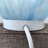 Lampe oeuf Domec Luminaires, en verre bleu moucheté, 1970
