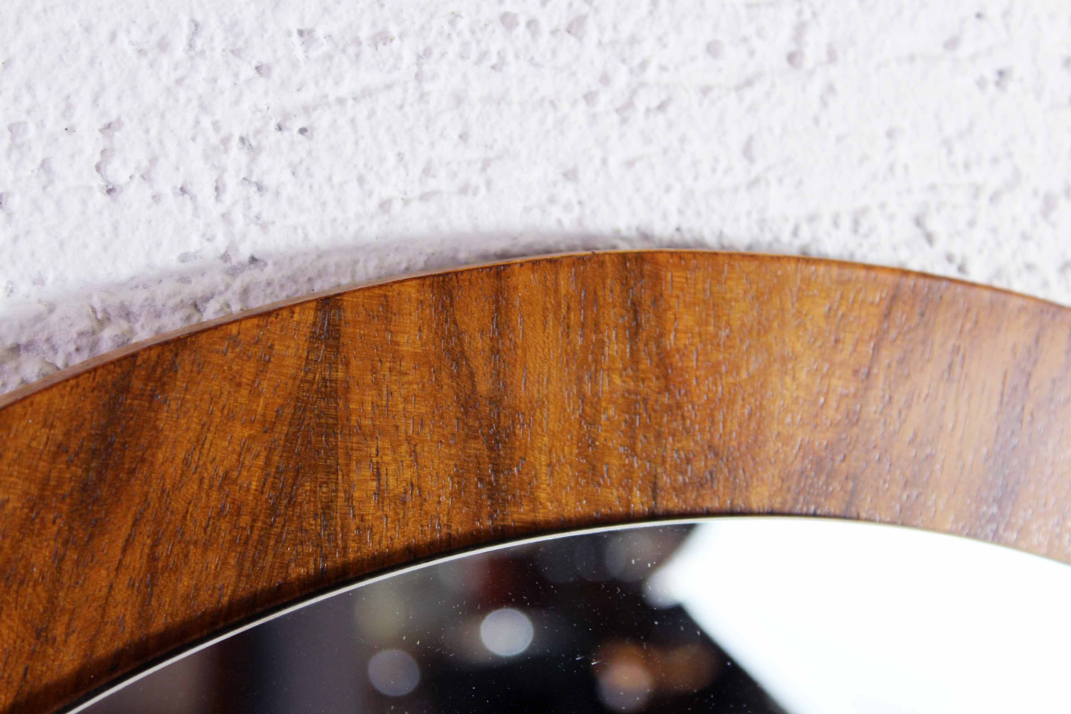 Round Scandinavian teak mirror - 58cm