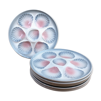 Lot of 6 oyster plates or scallops - Moulin des Loups Orchies