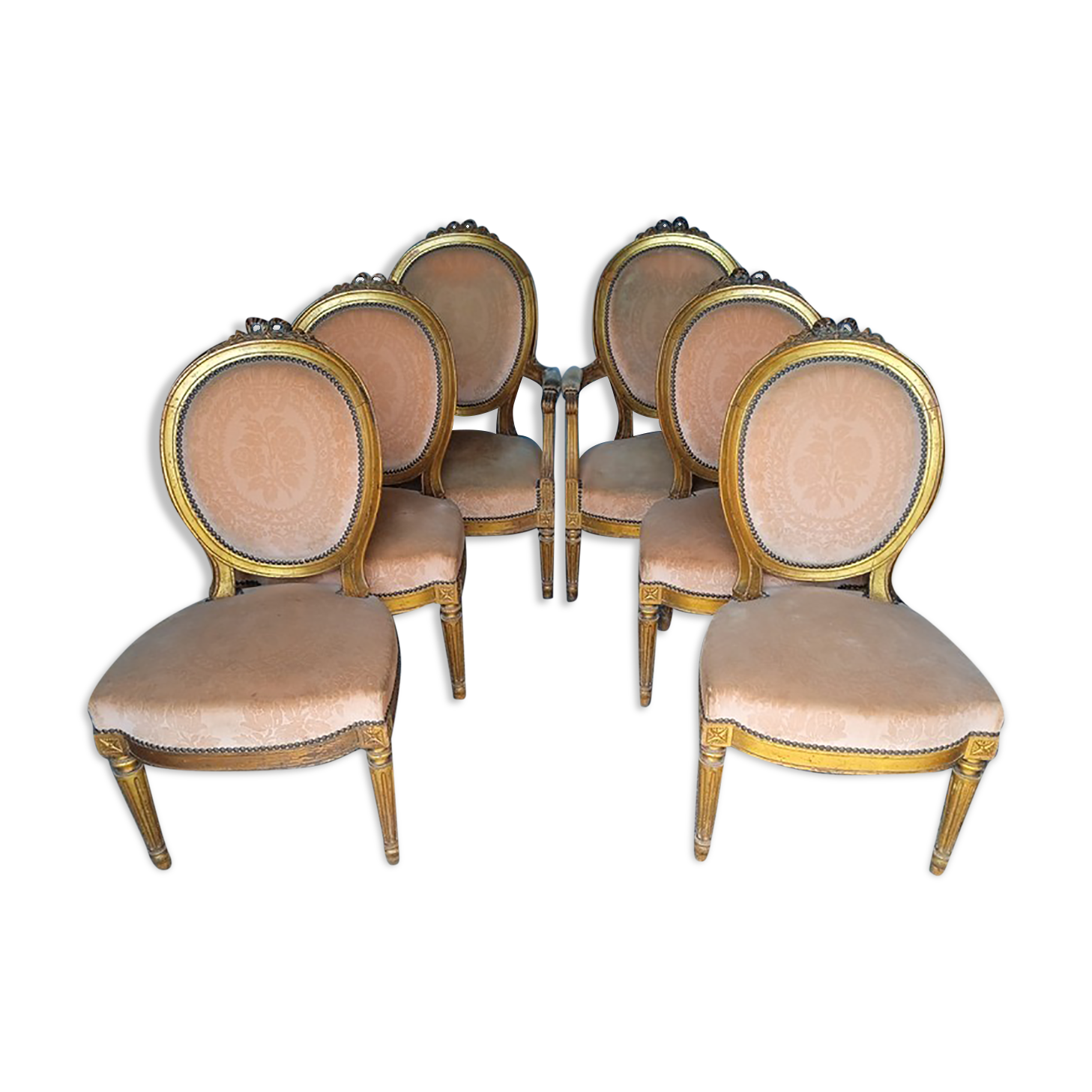 2 fauteuils 4 chaises salon Louis XVI époque XIXeme