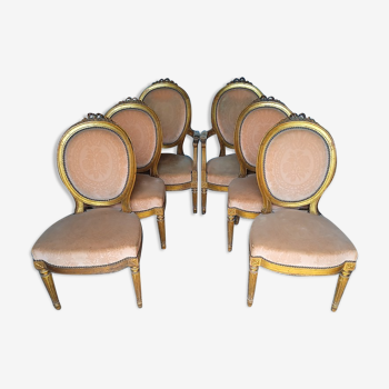 2 Armchairs 4 chairs living room Louis XVI ep XIXem