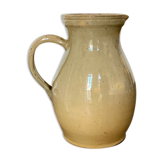 Vintage yellow ceramic enamel pitcher