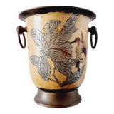 Cloisonné style cava bucket or bronze champagne bucket from the 1960s