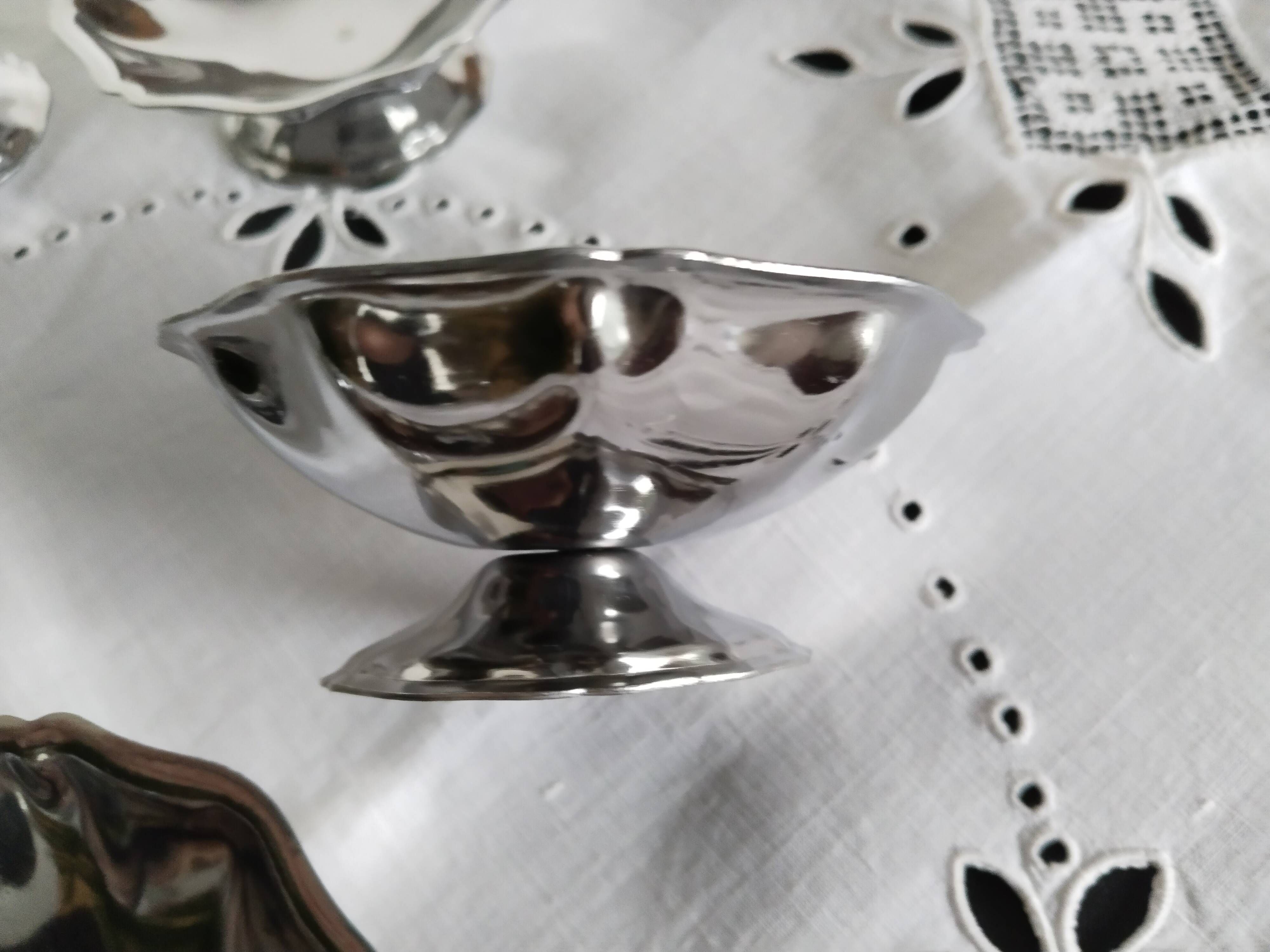 Ice cream or sorbet cups, vintage, in 18/10 stainless steel, 1970s